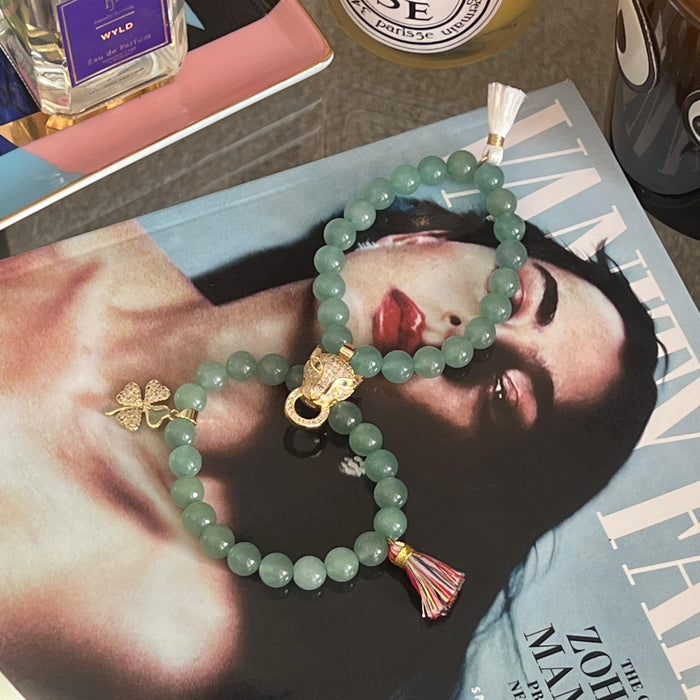 Lucky Charm Green Aventurine Panther Bracelet
