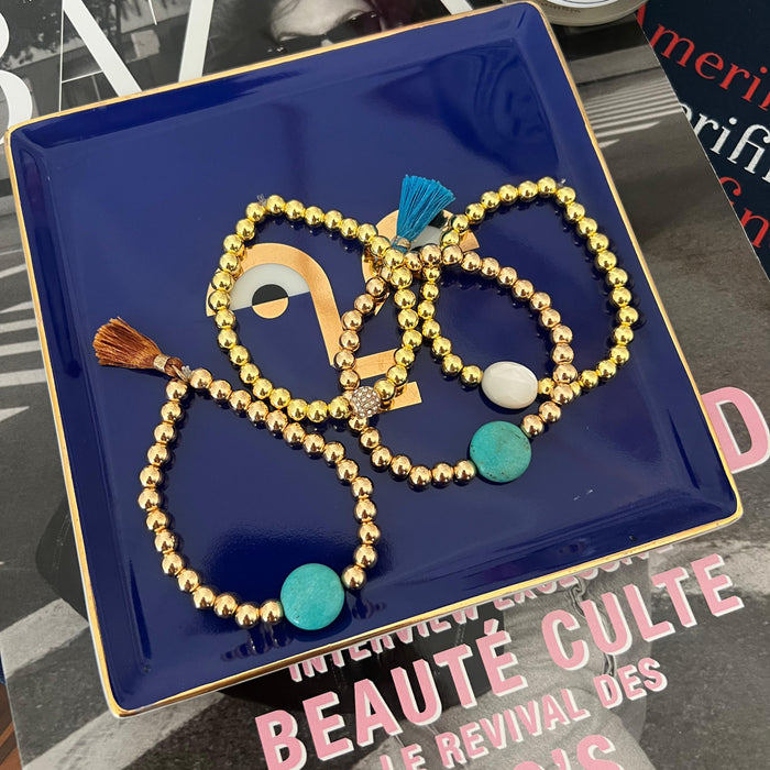 Sugar Pop Mother-of-Pearl Gold Bead Bracelet