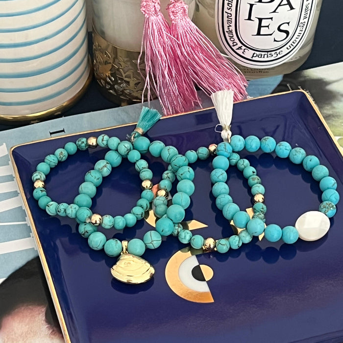 Candy Chic Turquoise Bead Bracelet - Gold