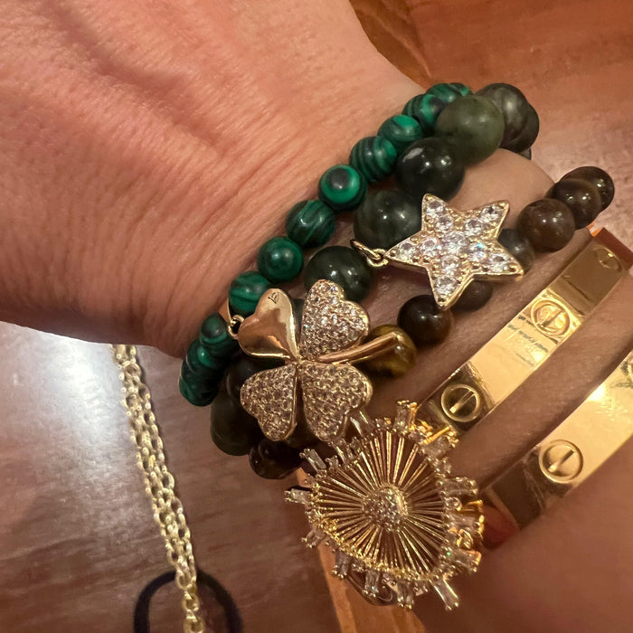 Lucky Charm Malachite Clover Bracelet