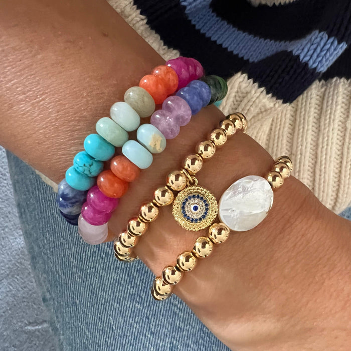 Sugar Pop Mother-of-Pearl Gold Bead Bracelet