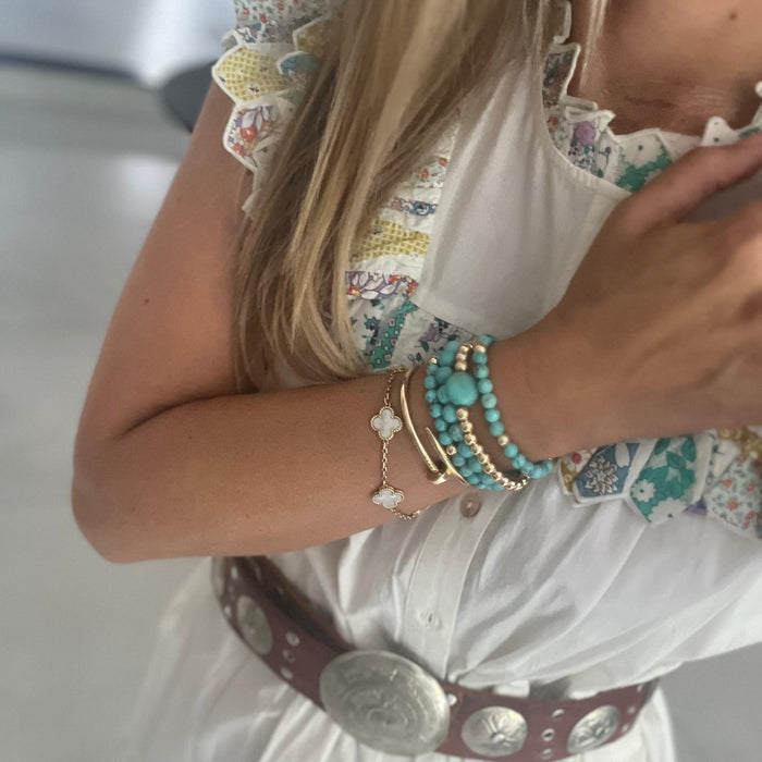 Candy Chic Turquoise Bead Bracelet - Gold