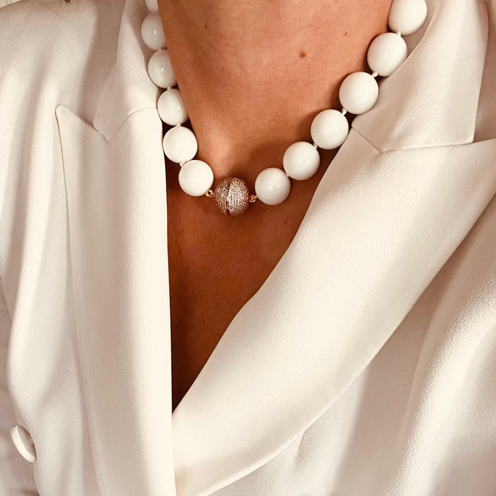 Discoball White Agate Necklace