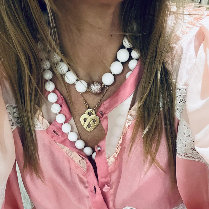 Discoball White Agate Necklace