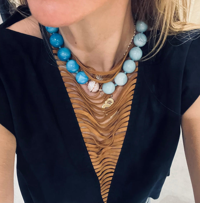 Discoball Amazonite and Agate Necklace