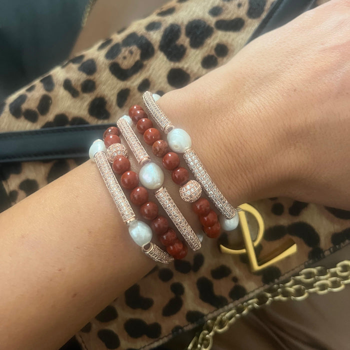 Discoball Red Coral Bracelet