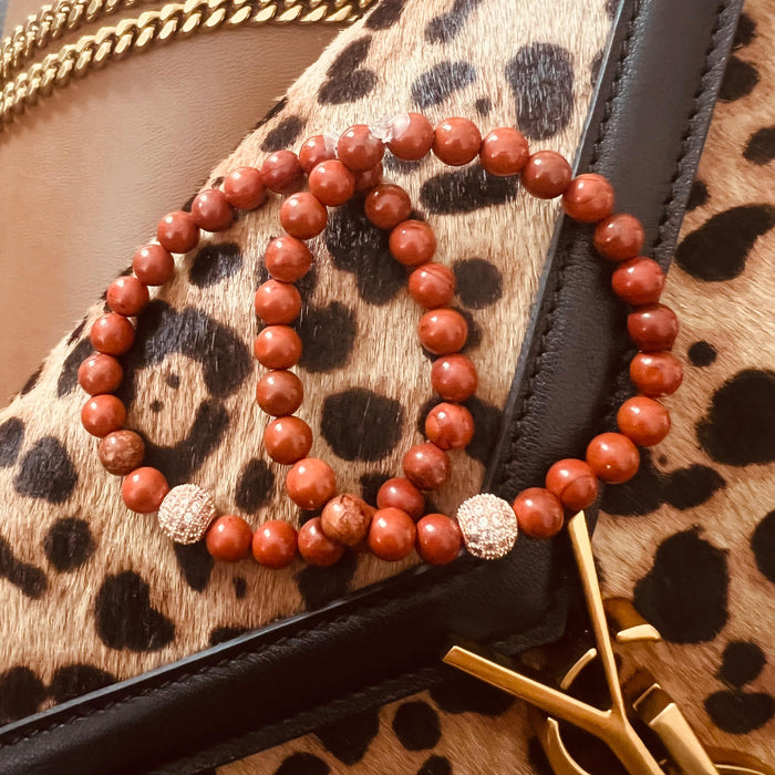 Discoball Red Coral Bracelet