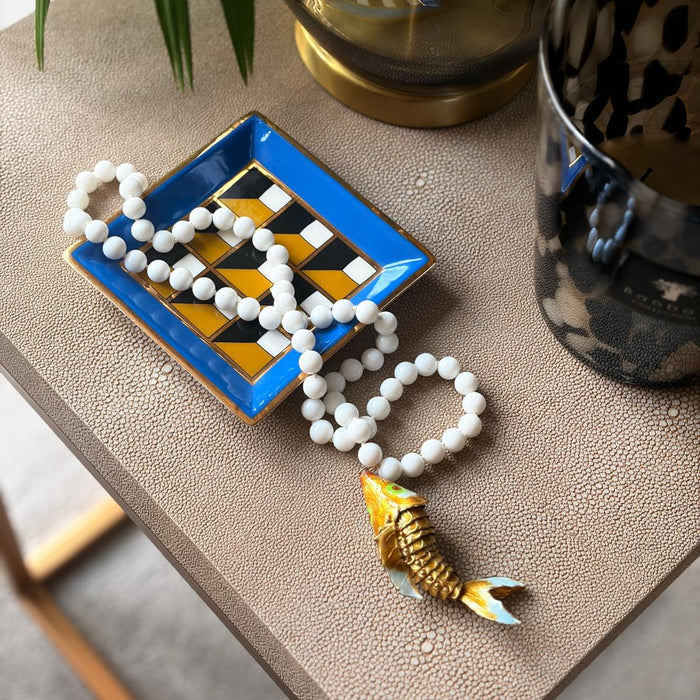 White Agate Koi Necklace